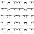 thumbnail image 1 of 10 PK Mens Reading Glasses Readers - Rectangular Half-Frame - Lightweight & Spring Hinge - Block Harmful Blue Light +2.25, 1 of 6