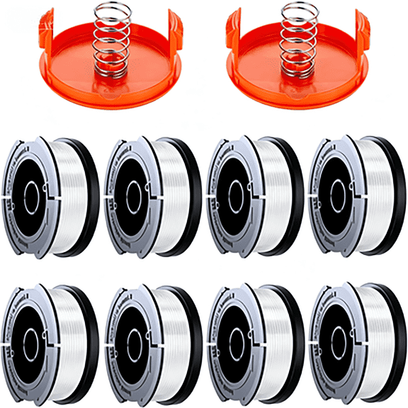 10 Pack 0.065" Weed Eater String Trimmer Line Spool with 2 Caps Automatic Feed Trimmer Line Refill Spool Compatible with Black+DeckerAF-100