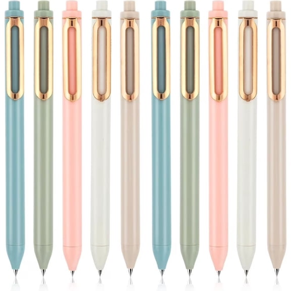 10-Pack 0.5mm Retractable Gel Pens, Black Ink Fine Point, Smooth Writing No Bleed for Journaling Note Taking Office Supplies