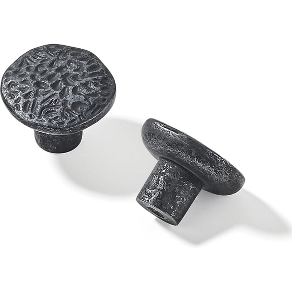 10 Pack 1-1/2 Inch Black Iron Rustic Cabinet Knobs,Antique Black Refined Rustic Knobs Luxury Cabinet and Dresser Knobs, Handle Pulls for Doors & Drawers.