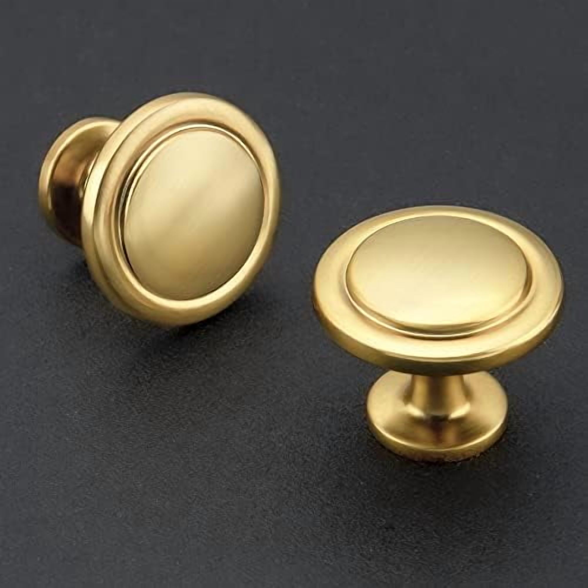 10 Pack 1-1/4" Cabinet Handles - Brushed Brass Kitchen Drawer Pulls ...
