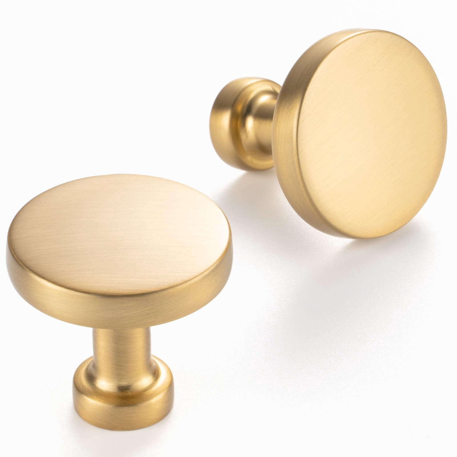 10 Pack 1-1/4 Inch Antique Brass Cabinet Knobs Vintage Brass Drawer Knobs Round Brass Cabinet Pulls, ZK2302 Kitchen Hardware for Cabinets Drawers Bedroom Dresser Cupboard Bathroom Vanity Closet