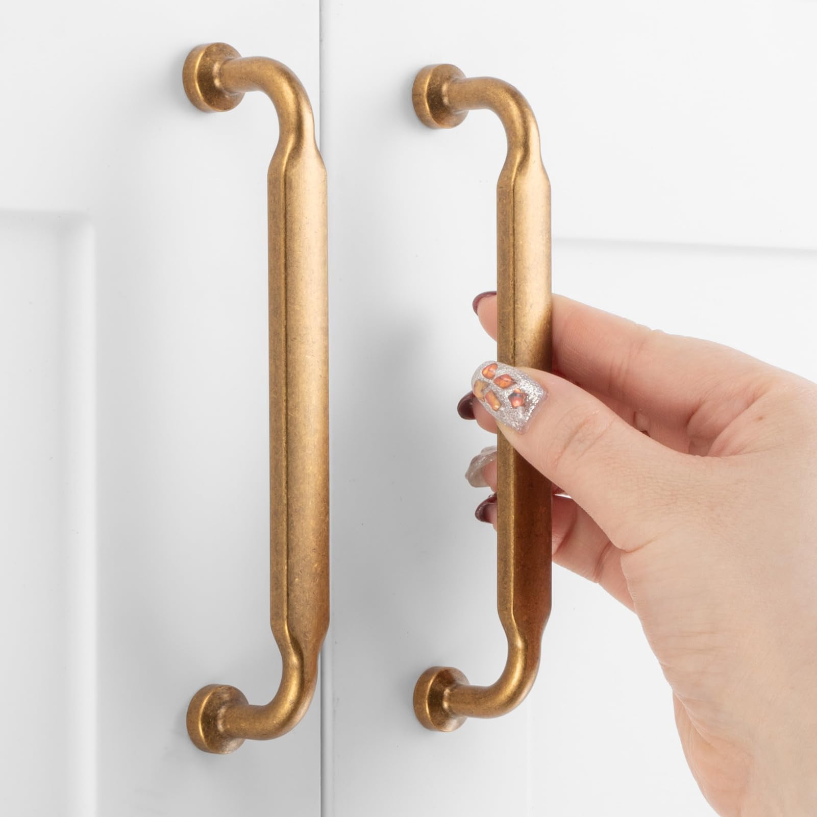10 Pack 1-1/4 Inch Antique Brass Cabinet Knobs Vintage Brass Drawer Knobs Round Brass Cabinet Pulls, ZK2302 Kitchen Hardware for Cabinets Drawers Bedroom Dresser Cupboard Bathroom Vanity Closet