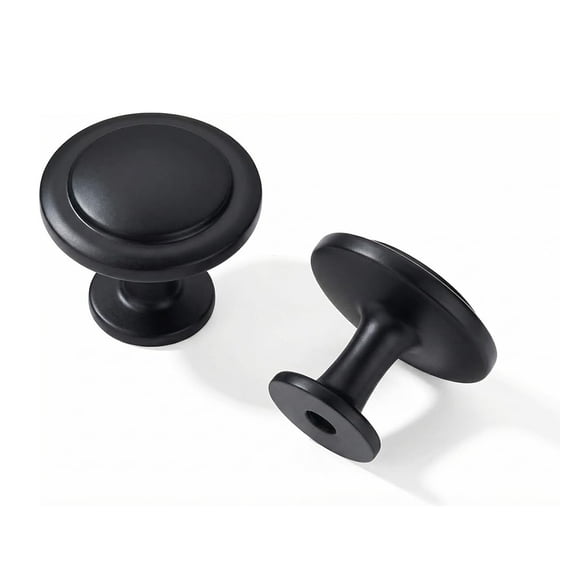 10 Pack 1-1/4 inch(32mm) Black Cabinet Knobs Dresser Knobs Round Matte Black Drawer Knobs Kitchen Cabinet Hardware Zinc Knobs for Dresser Drawers.