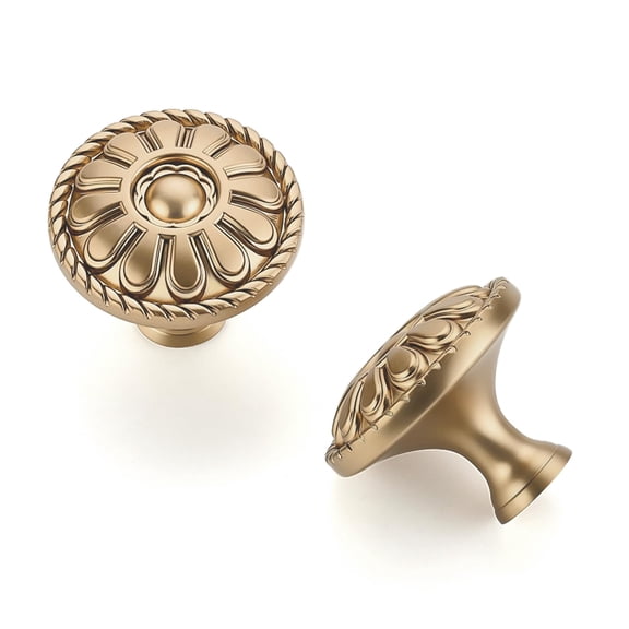 10 Pack 1-1/5 Inch Kitchen Cabinet Knobs Rustic Champagne Bronze Drawer Handles for Cabinets, Dressers, Cupboards, Bathrooms, and Bedrooms