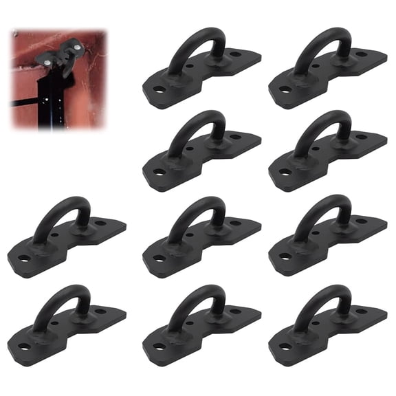 10 Pack 1/2" Bolt-On D-Ring Lashing Points for Shipping Containers - Black Powder Coated Steel - Container D-Rings for Mounting Container Shelves & Accessories