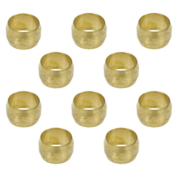 10 Pack 1/2" Compression Sleeve Solid Brass Ferrule for 1/2" Compression Tubing