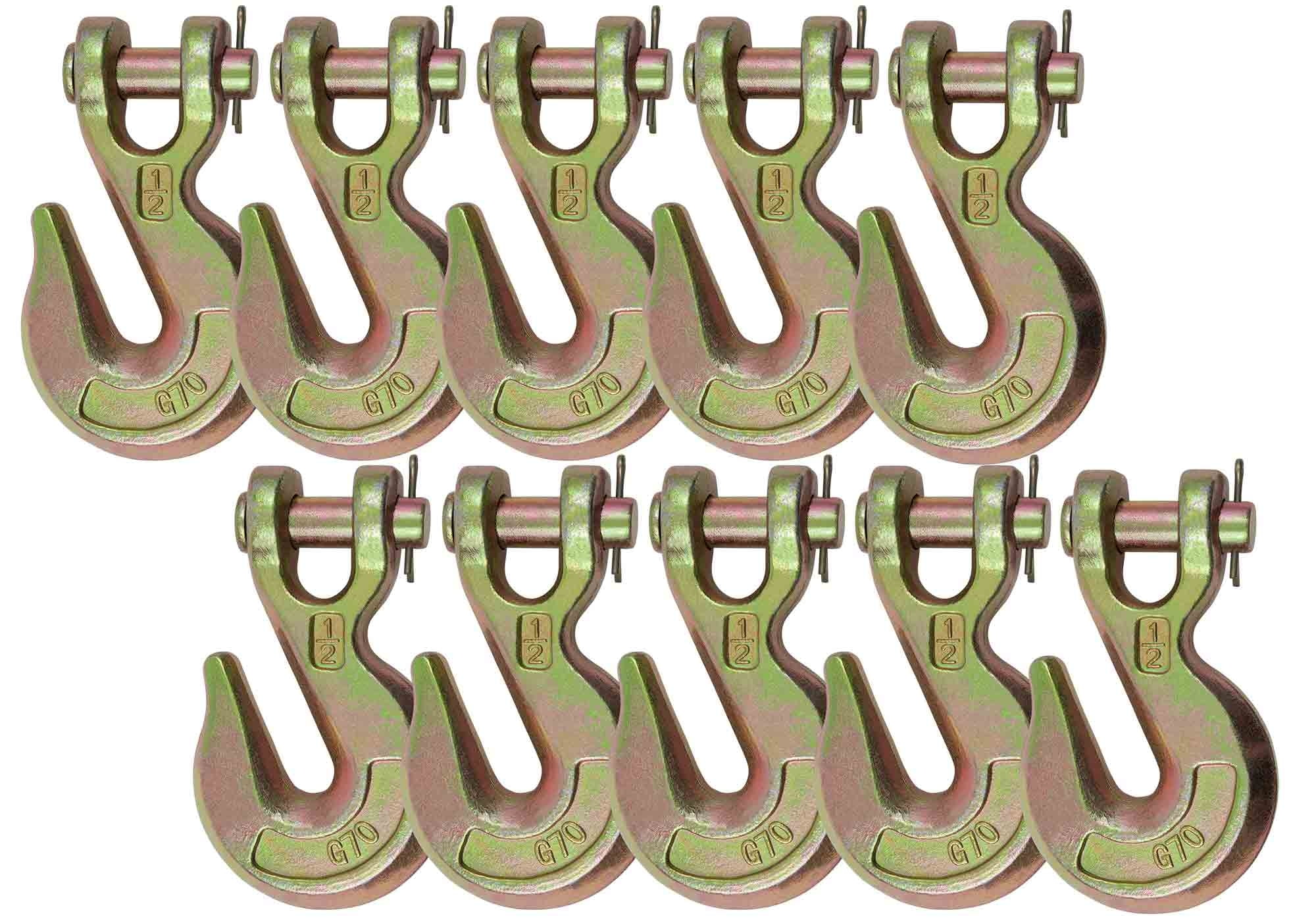 (10 Pack) 1/2" Grade 70 Clevis Grab Hooks Wrecker Tow Chain Flatbed Truck Trailer