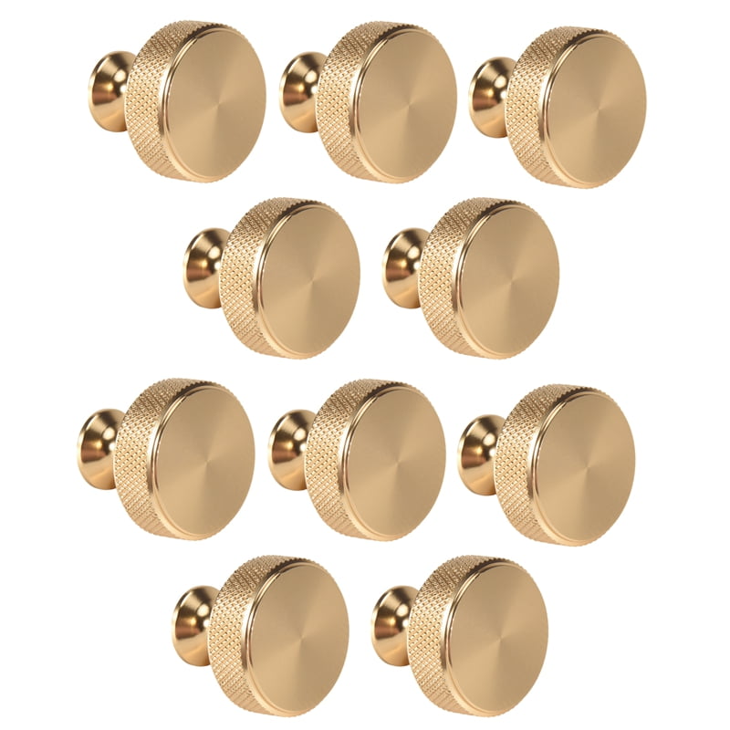 10 Pack 1.2 Inch Brushed Gold Cabinet Knobs Knurled Kitchen Drawer Round Dresser