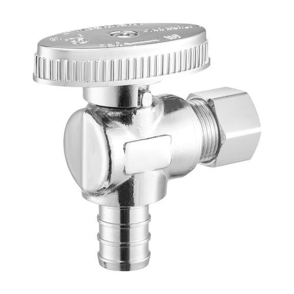 10 Pack 1/2 Inch PEX to 3/8 Inch OD Compression Angle Stop Valve Chrome Plated Brass Quarter Turn Shutoff Valve for Bathroom Kitchen Toilet Shower Plumbing