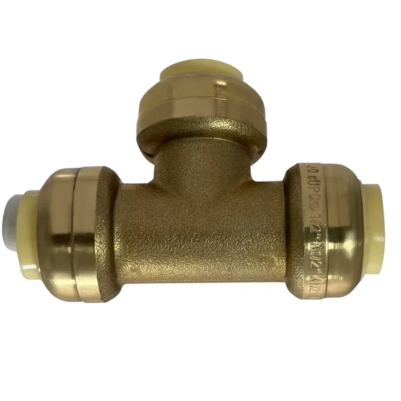 10 Pack1/2 Inch Push Fit Tee Fitting - No Tools Brass Plumbing Connector for Copper/CPVC/PEX Pipe, 200PSI 200F, ANSI/NSF-61 Certified (3-Way Equal Tee)
