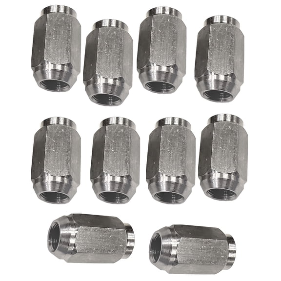 10-Pack 1/2" Solid 304 Stainless Steel Lug Nuts For Trailer Wheels 1/2-20 Thread