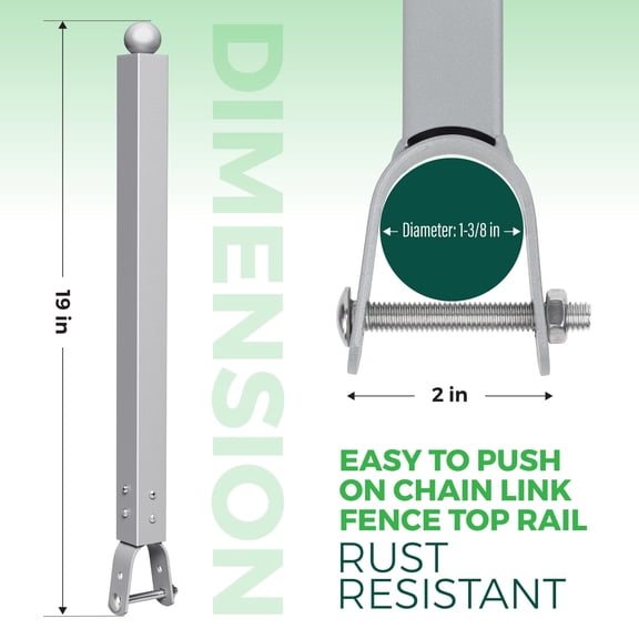 10 Pack 1-3/8'' Chain Link Fence Extension, 17'' Fence Extension Height, Galvanized Post Extender for Dogs and Privacy (Silver)