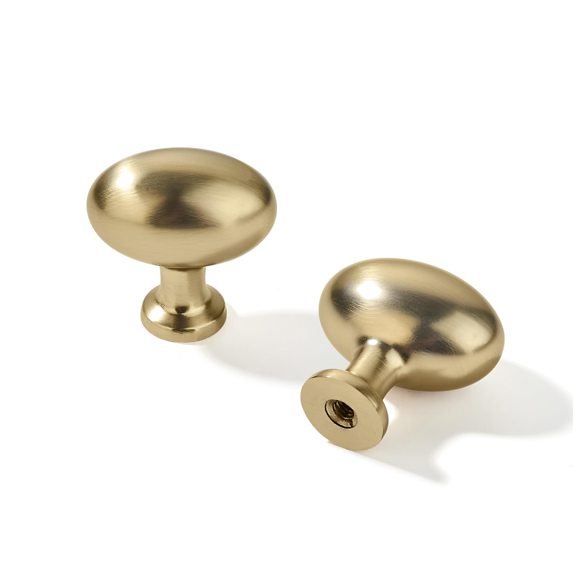10 Pack 1-3/8 inch(35mm) Antique Brass Cabinet Knobs Dresser Knobs Oval Drawer Knobs Kitchen Cabinet Hardware Egg Knobs for Dresser Drawers