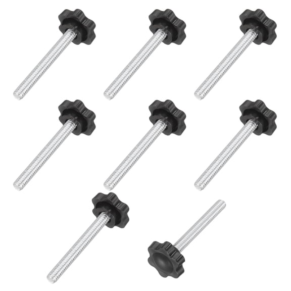 10 Pack 1/4"-20 Star Knobs, 2" Threaded Stud Plastic Male Clamping Knobs Screw Hand Tightening Replacement Knob for Industrial Furniture Tools Jigs Clamps, Black