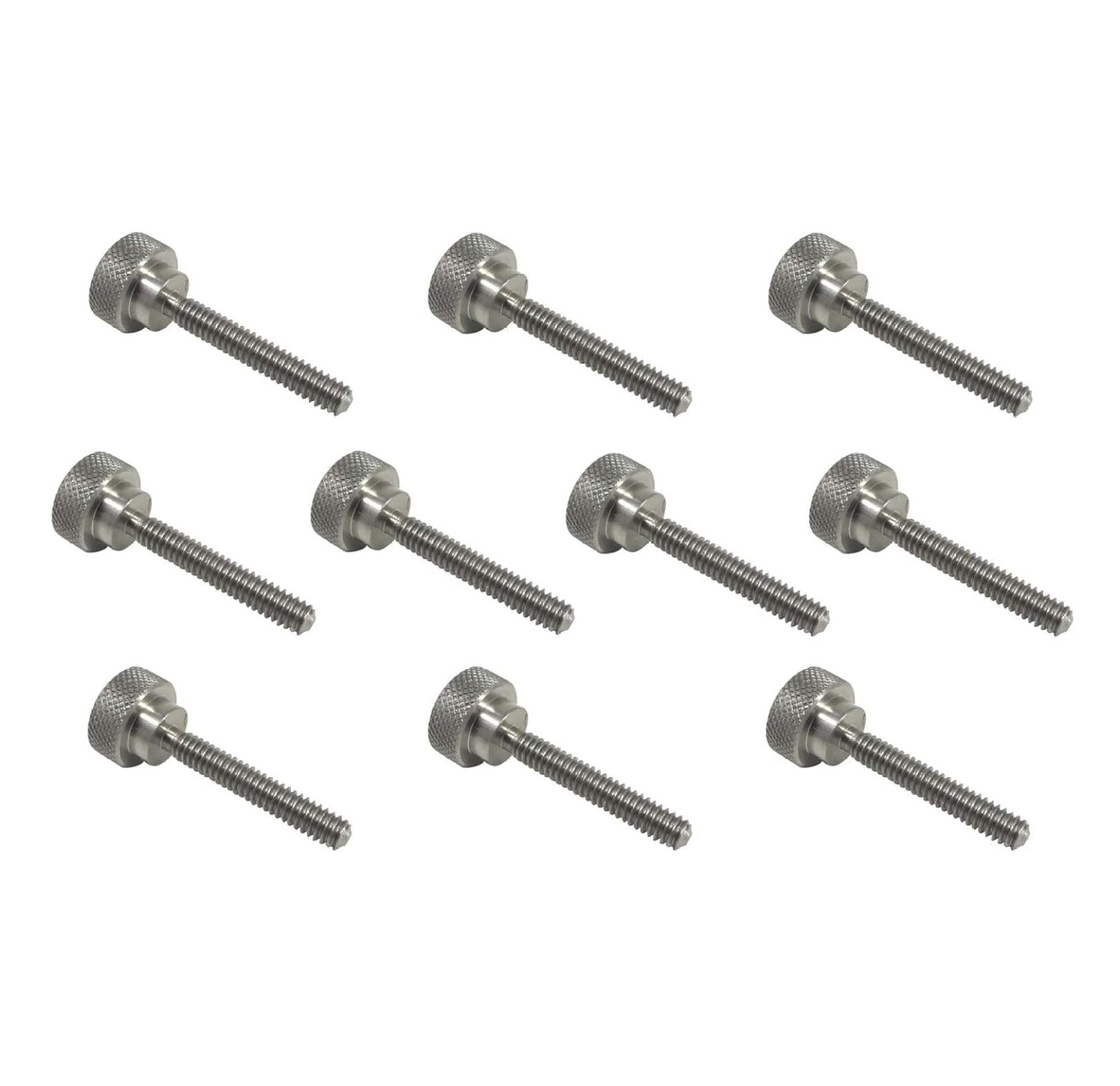 10 Pack 1/4-20 x 1-1/2 Inch Threads 303 Stainless Steel Knurled Thumb ...