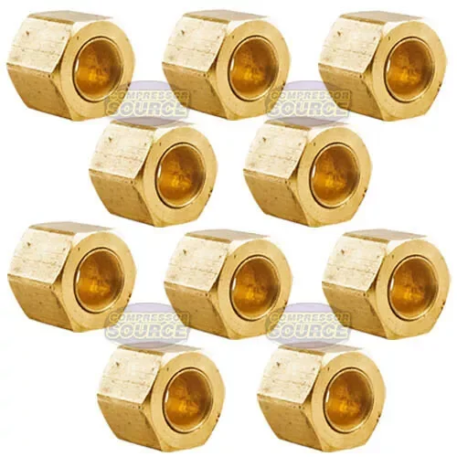 10 Pack 1/4" Compression Nut & Ferrule Combo For 1/4" Od Tube Brass Sleeve Nut