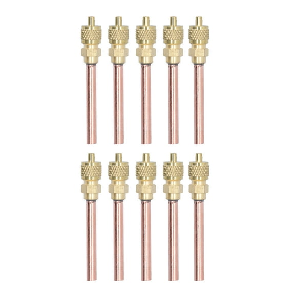 10 Pack 1/4 SAE HVAC Fill Access Valves - Brass Check Valves for R22, R12, R134A Air Conditioner Systems