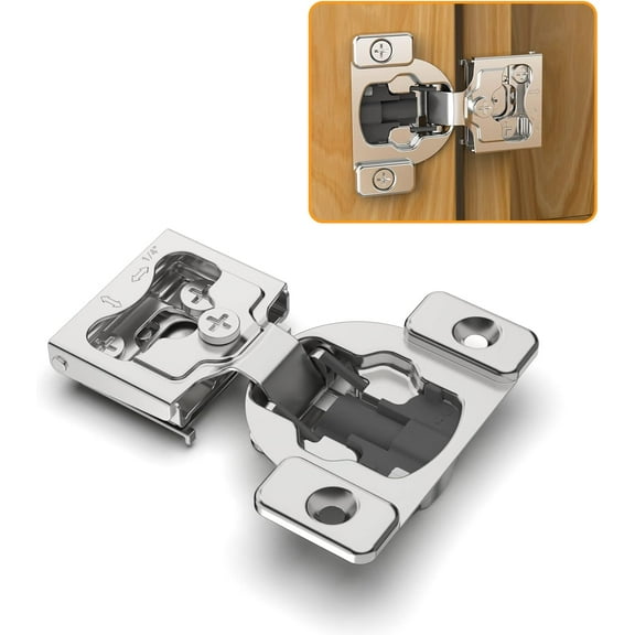 10 Pack 1/4" Small Overlay 4D Concealed Hinges for Face Frame Door, Soft Close On/Off Switch, Self Closing, 105 Open Angle Concealed Stainless Steel Hinges for Framed Cabinet, Satin Nickel