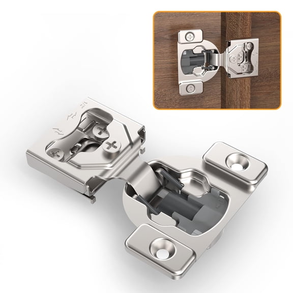 10 Pack 1/4" Small Overlay 4D Concealed Hinges for Face Frame Door, Soft Close On/Off Switch, Self Closing, 105° Open Angle Concealed Stainless Steel Hinges for Framed Cabinet, Satin Nickel