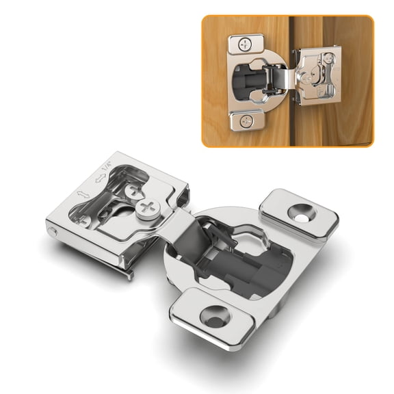 10 Pack 1/4" Small Overlay 4D Concealed Hinges for Face Frame Door, Soft Close On/Off Switch, Self Closing, 105° Open Angle Concealed Stainless Steel Hinges for Framed Cabinet, Satin Nickel