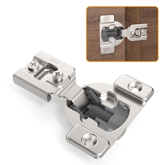 10 Pack 1/4" Small Overlay 4D Concealed Hinges for Face Frame Door, Soft Close On/Off Switch, Self Closing, 105° Open Angle Concealed Stainless Steel Hinges for Framed Cabinet, Satin Nickel