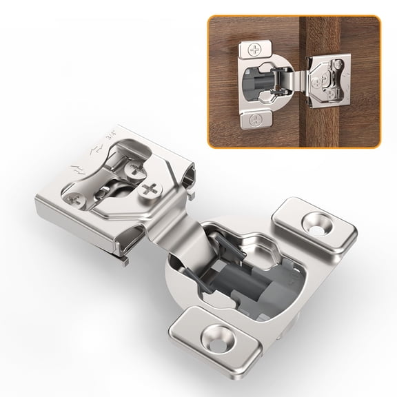 10 Pack 1/4" Small Overlay 4D Concealed Hinges for Face Frame Door, Soft Close On/Off Switch, Self Closing, 105° Open Angle Concealed Stainless Steel Hinges for Framed Cabinet, Satin Nickel