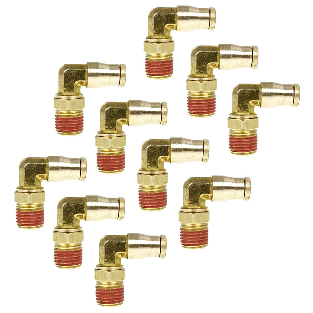 10 Pack 1/4" x 1/4" Push-In x Male NPTF Swivel Elbow Brass Quick Connect Fitting