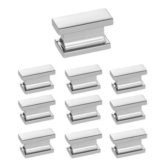10 Pack 1.42 Inch Zinc Alloy Rectangular Cabinet Knobs Drawer Pulls Door Handles Chrome Kitchen Bathroom Cupboard Hardware with Screws