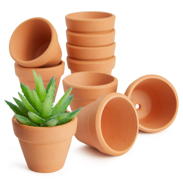Set of 2 Terracotta Pots, 4 Inch & 6 Inch, Planter Pots for Plants with  Drainage