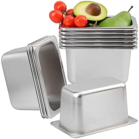 10 Pack 1/9 Size Stainless Steel Steam Pan, 4 Inch Deep Hotel Pans, Stackable Steam Table Pan, Professional Grade for Catering, Home Kitchen, Dining$$Home Decor, Kitchen, & Other