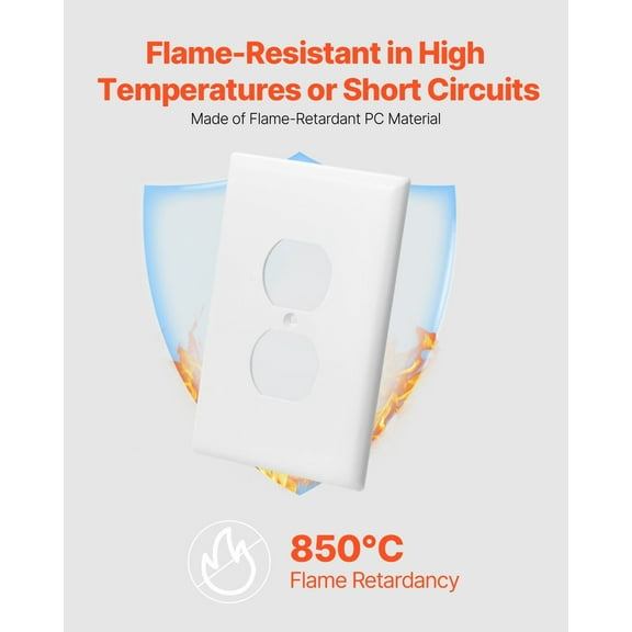 10-Pack 1-Gang Outlet Covers, Duplex Receptacle Faceplate, White Wall Plate