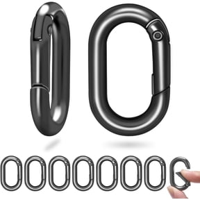 10 Pack 1 Inch ID Gunmetal Black Oval Carabiner Clip Metal Spring O Rings Hooks For Paracord Lanyard