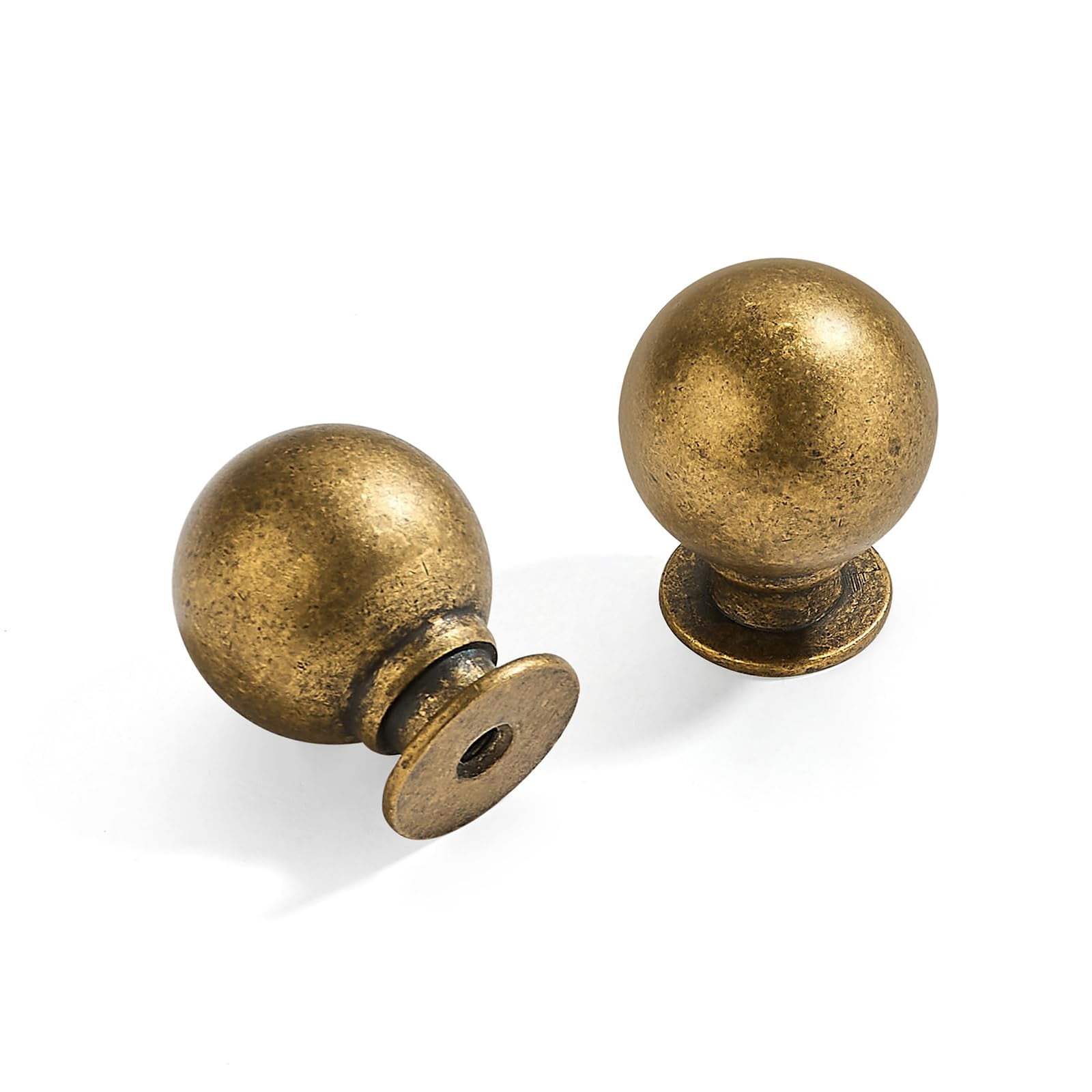 10 Pack 1 Inch Vintage Ball Brushed Brass Cabinet Knobs Kitchen Cabinet Hardware Brushed Gold Drawer Knobs Pulls for Drawers.