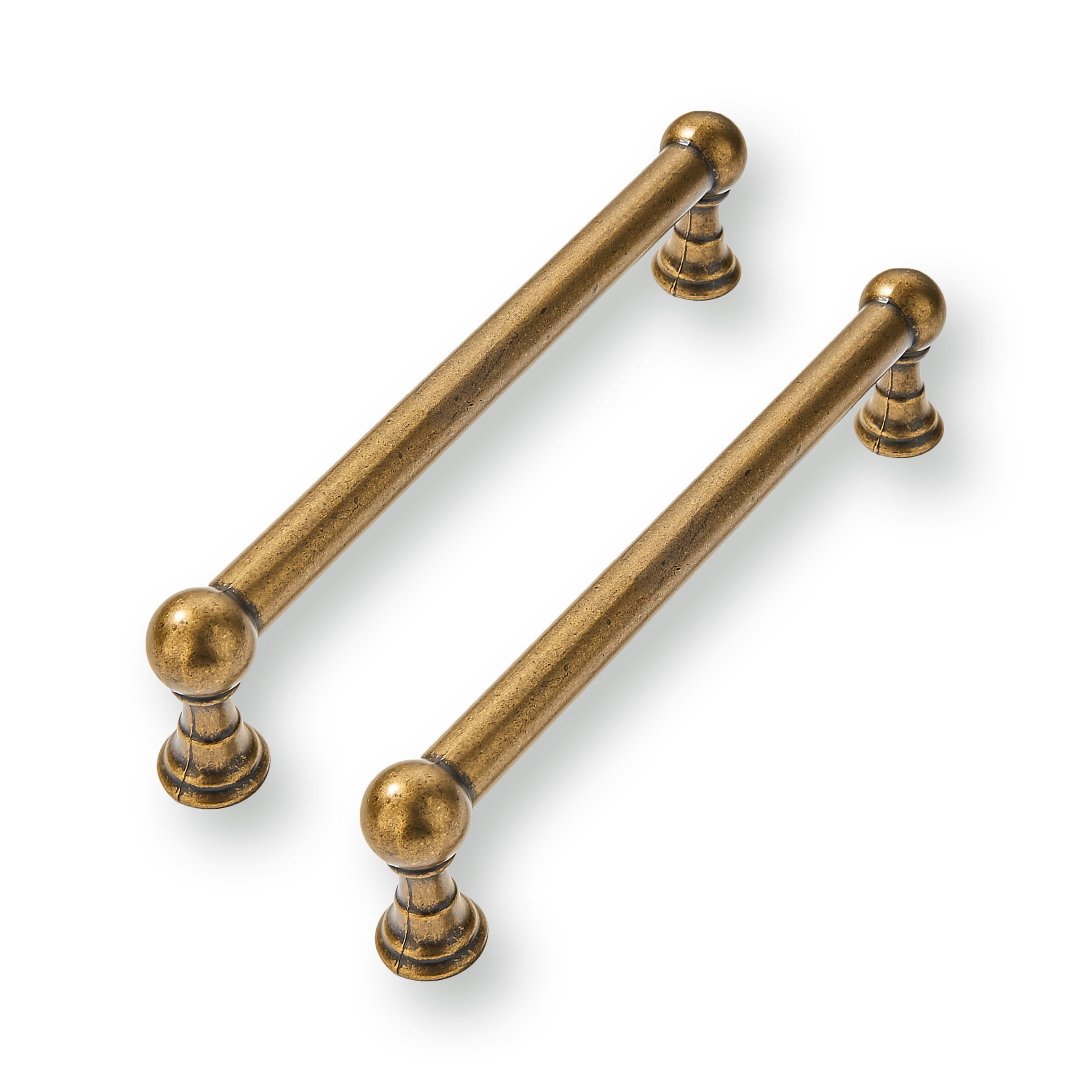 10 Pack 1 Inch Vintage Ball Brushed Brass Cabinet Knobs Kitchen Cabinet Hardware Brushed Gold Drawer Knobs Pulls for Drawers.
