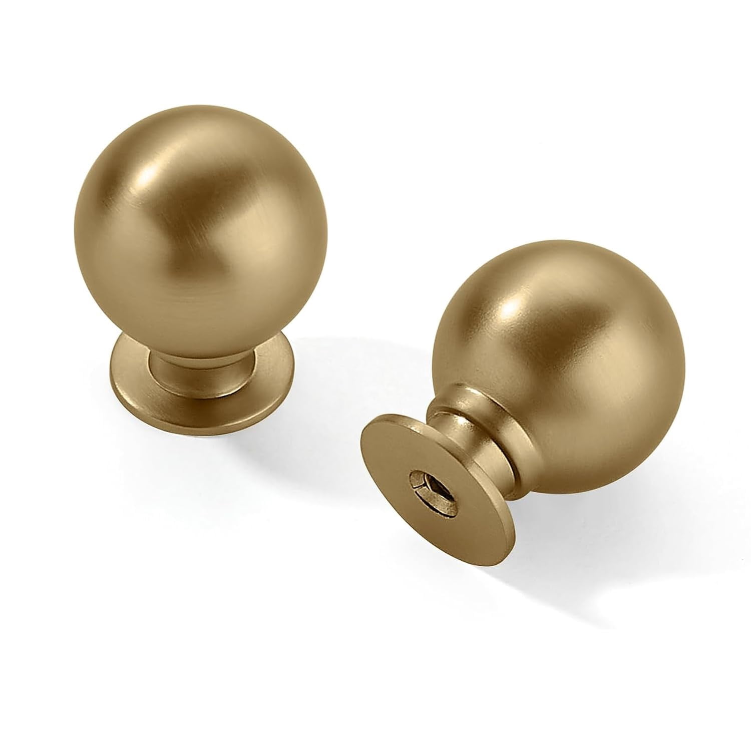 10 Pack 1 Inch Vintage Ball Brushed Brass Cabinet Knobs Kitchen Cabinet Hardware Brushed Gold Drawer Knobs Pulls for Drawers.