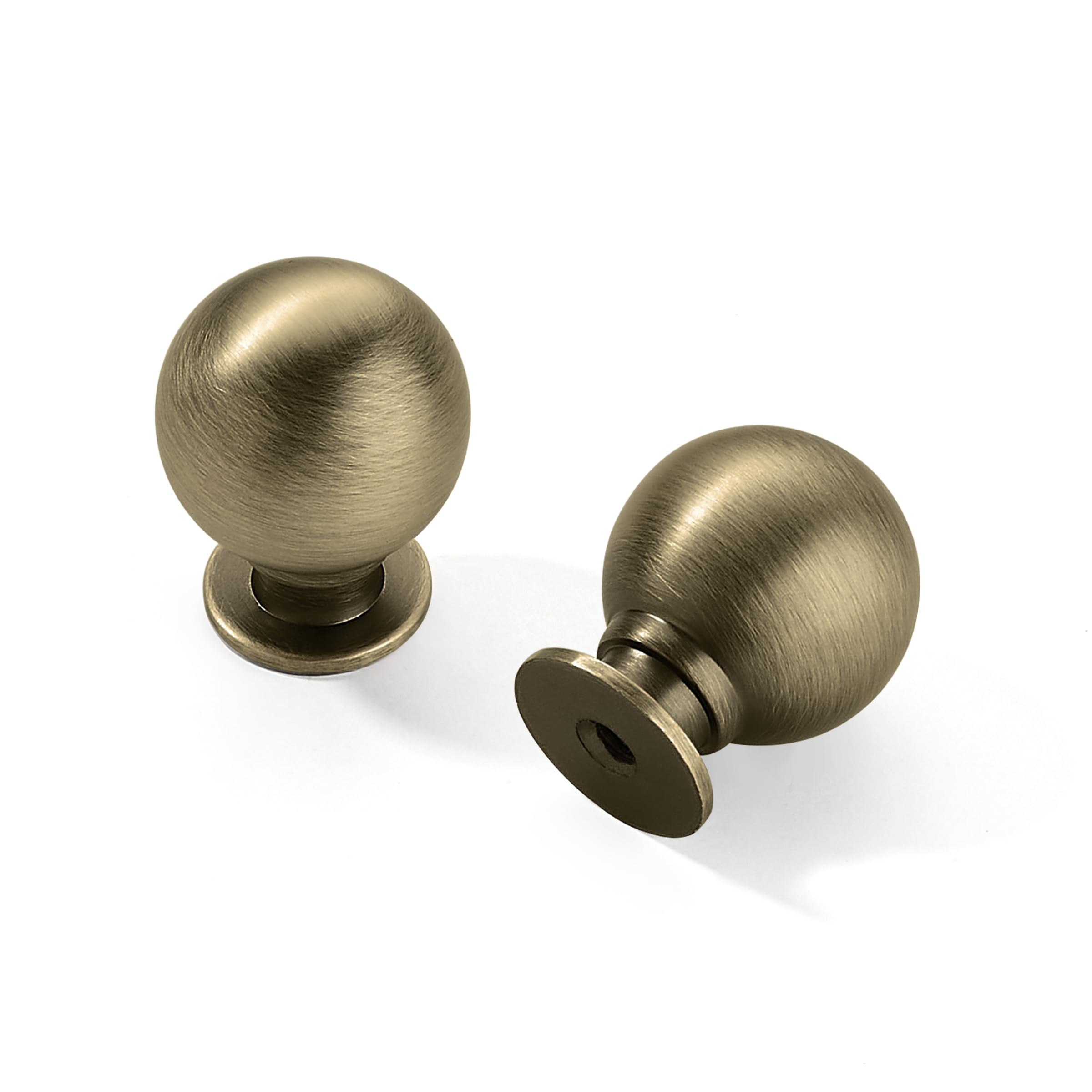 10 Pack 1 Inch Vintage Ball Brushed Brass Cabinet Knobs Kitchen Cabinet Hardware Brushed Gold Drawer Knobs Pulls for Drawers.