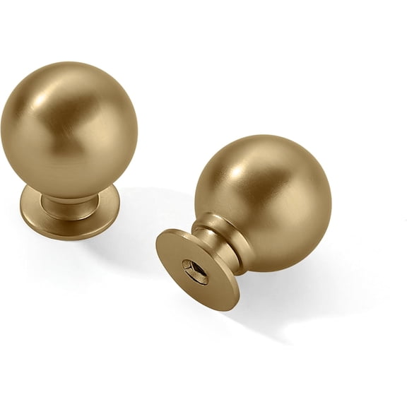 10 Pack 1 Inch Vintage Ball Champagne Bronze Cabinet Knobs Kitchen Hardware Satin Brass Drawer Pulls for Drawers.