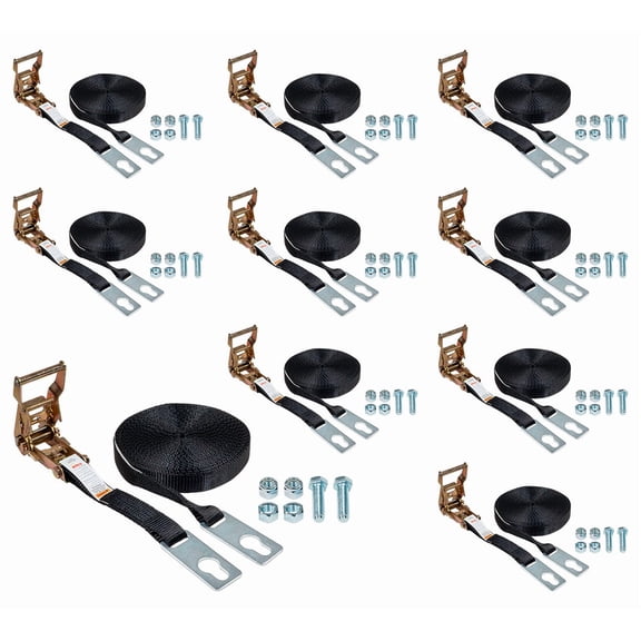 10 Pack 1" x 46' Center Ridge Strap with Ratchet & Keyhole Plates Heavy-Duty Polyester Webbing, 333 lbs WLL Fits with Trailers & Rolling Tarp Systems