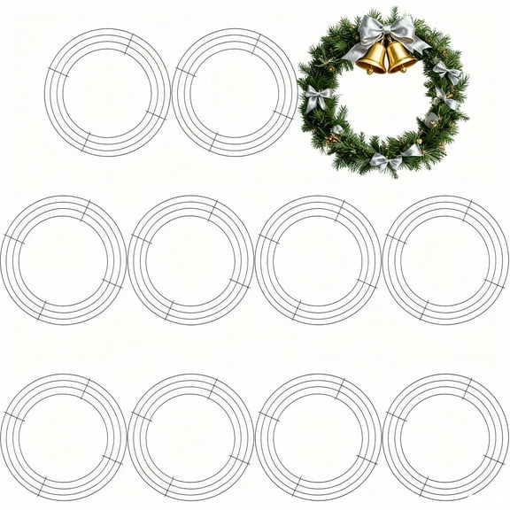 10 Pack 10 Inch Green Metal Wire Wreath Frame Form DIY Crafts, Home Decor, and Seasonal Door Wreath