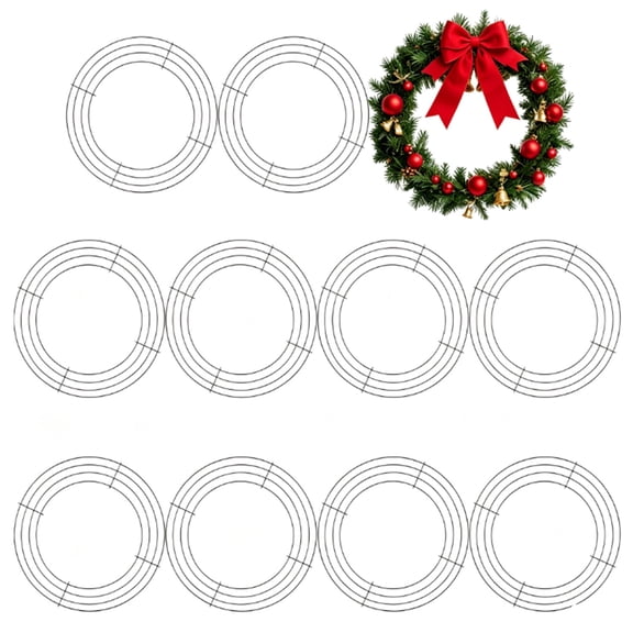 10 Pack 10 Inch Green Metal Wire Wreath Frame Forms, DIY Craft Wreath Rings for Home & Seasonal Door Decor