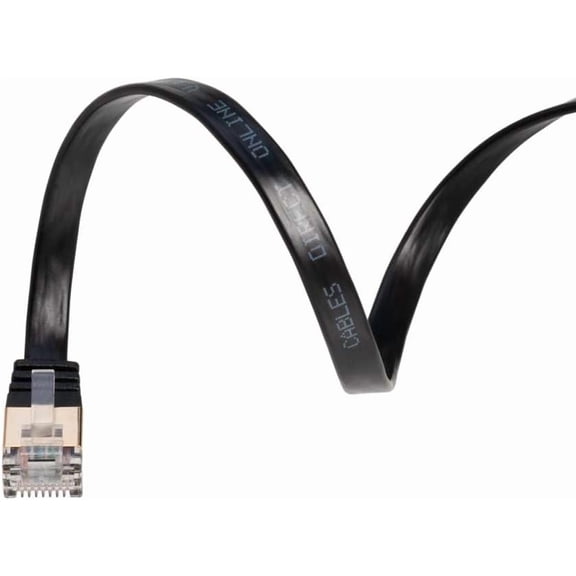 10-Pack 100FT Cat7 Flat Ethernet Cable U/FTP Shielded Gold-Plated RJ45 Copper Network Patch Cord – 10 Gigabit High-Speed LAN Cable (Black)