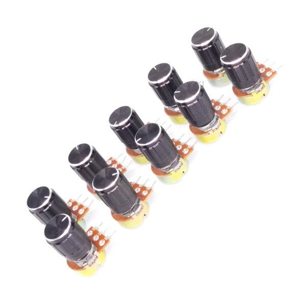 10-Pack 100K Ohm Linear Taper Rotary Potentiometer Type B with Knobs, 3 Terminal Volume Control