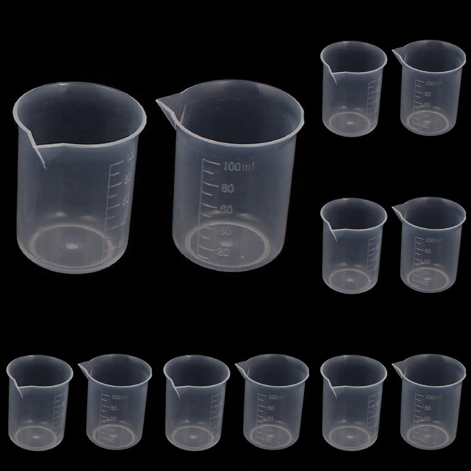 10-Pack 100mL Measuring Cups - Clear Graduated Beakers for Resin, Epoxy ...