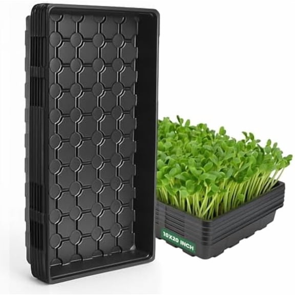 10 Pack 1020 Seed Starter Trays, Extra Thick Heavy Duty Trays - No Holes, No Leak, Reusable Propagation Flats for Microgreens, Seedlings, Plant Germination, Fodder and Transplant