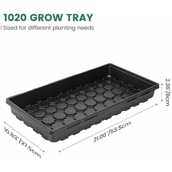 10 Pack 1020 Seed Starter Trays, Extra Thick Heavy Duty Trays - No Holes, No Leak, Reusable Propagation Flats for Microgreens, Seedlings, Plant Germination, Fodder and Transplant