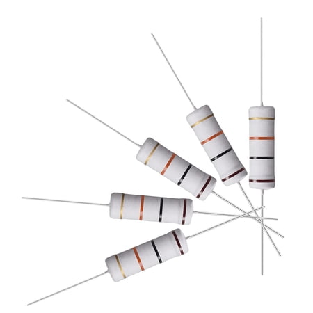 10-Pack 10K Ohm Resistor, 5W 5% Tolerance Metal Oxide Film Resistors, Shaft Lead, Flame Proof for DIY Electronic Projects and Experiments