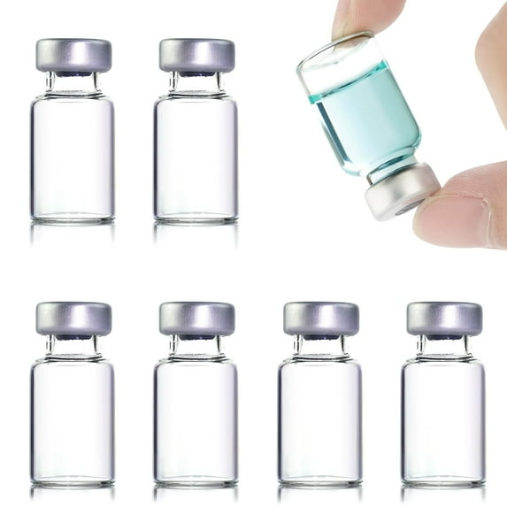 10 Pack 10ml Sealed Sample Vials, Transparent Glass Vials with Self Healing Injection Port