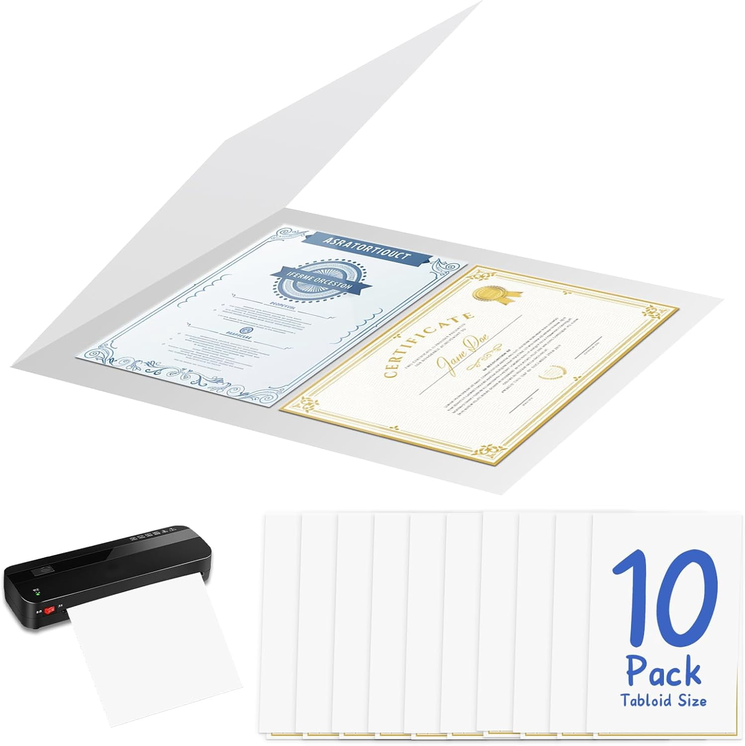 10 Pack 11.75 x 17.7 Inch Laminator Carrier Sleeve Tabloid Size Thermal Laminating Carriers Sheets Protection Thermal for All Brand Laminating Pouches Certificates Documents Posters Photos Cards