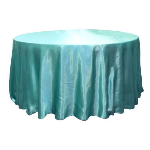 10 Pack 120" Inch round Satin Tablecloth 21 COLORS Table Cover Wedding Banquet", (Color: aqua)